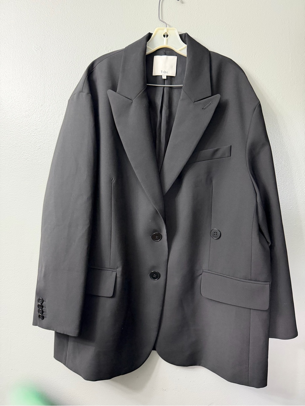 Tibi Menswear Double Breasted Button Front Blazer Dress in Black Large